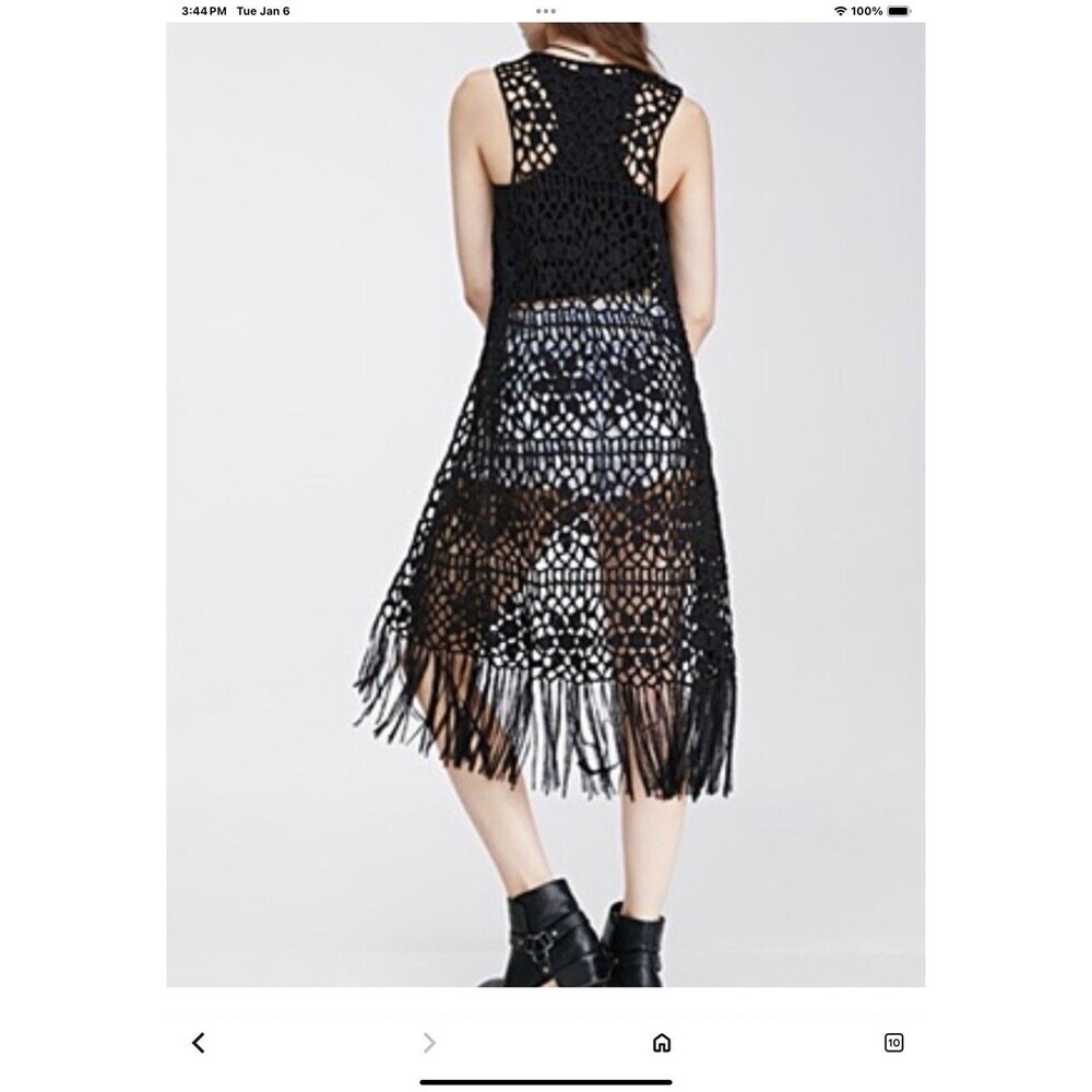 Crochet Vest Say What ?Sleeveless Black Size L - Picture 8 of 8